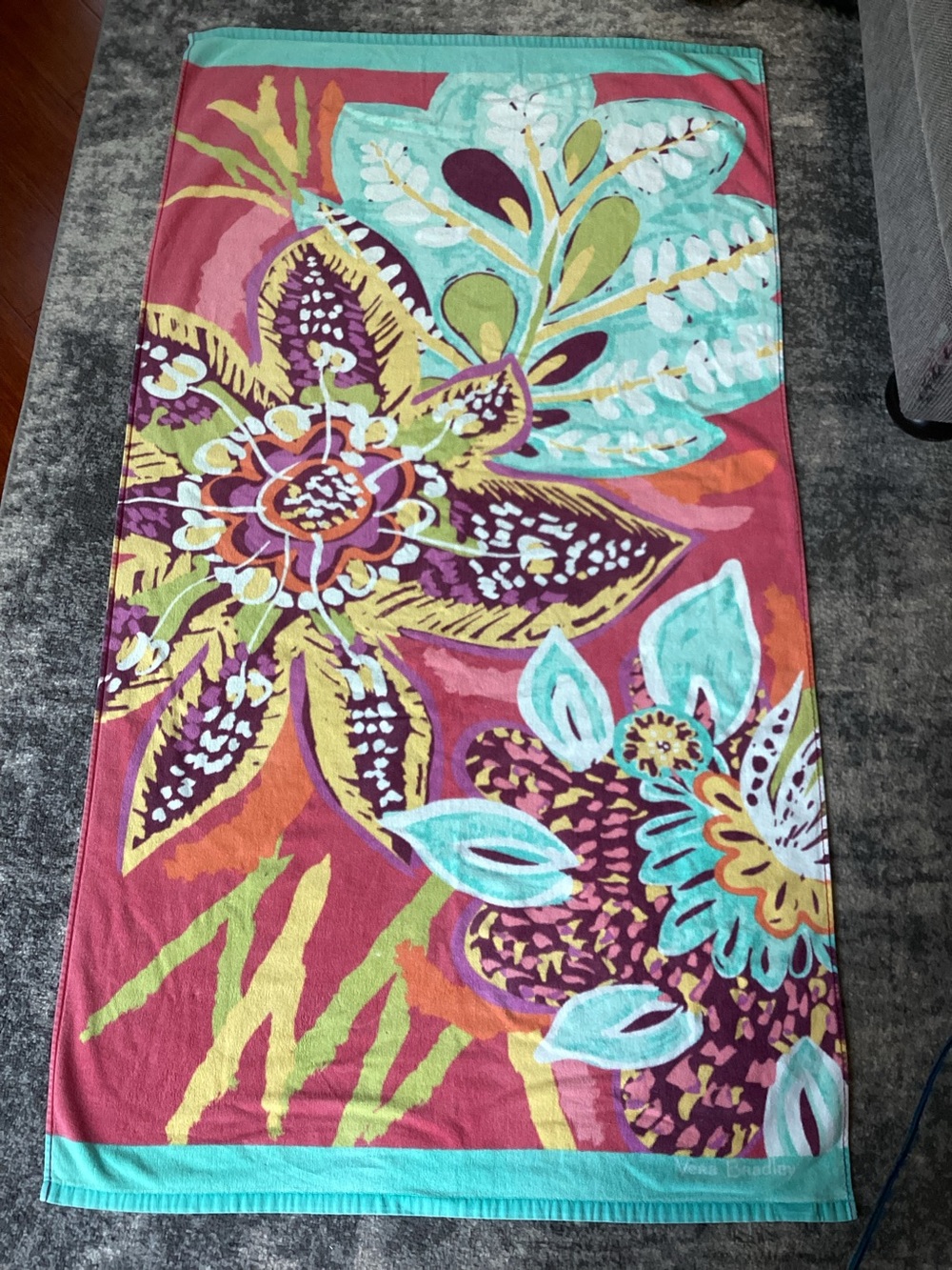 Vera Bradley Designer Tropical Floral Beach Towel RUMBA Pattern